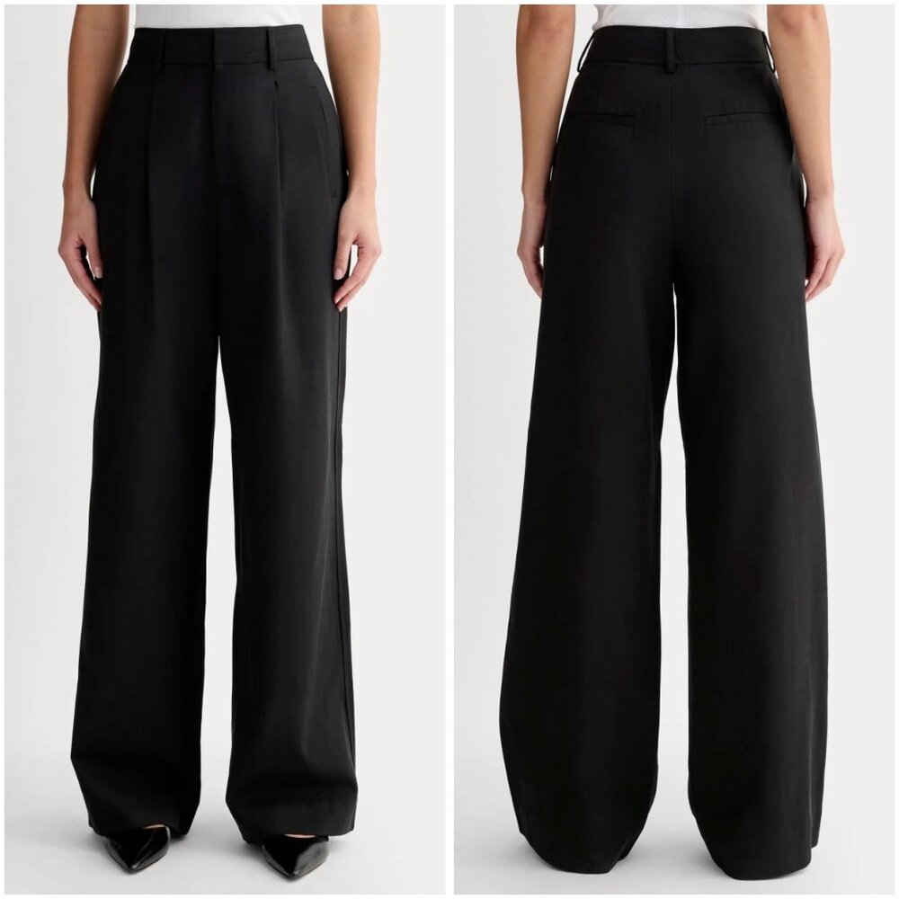 Everlane The Draper Pleated Pant Wide Leg in Black Size 6S